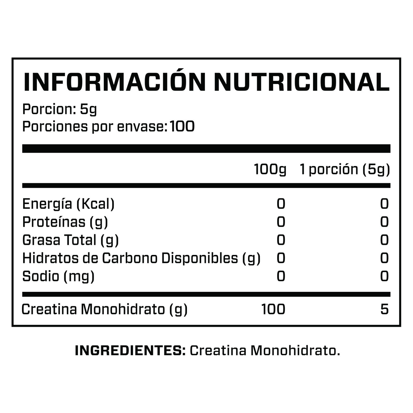 CREATINA MONOHIDRATADA 500GR 100 SERVICIOS - BRIAHLABS