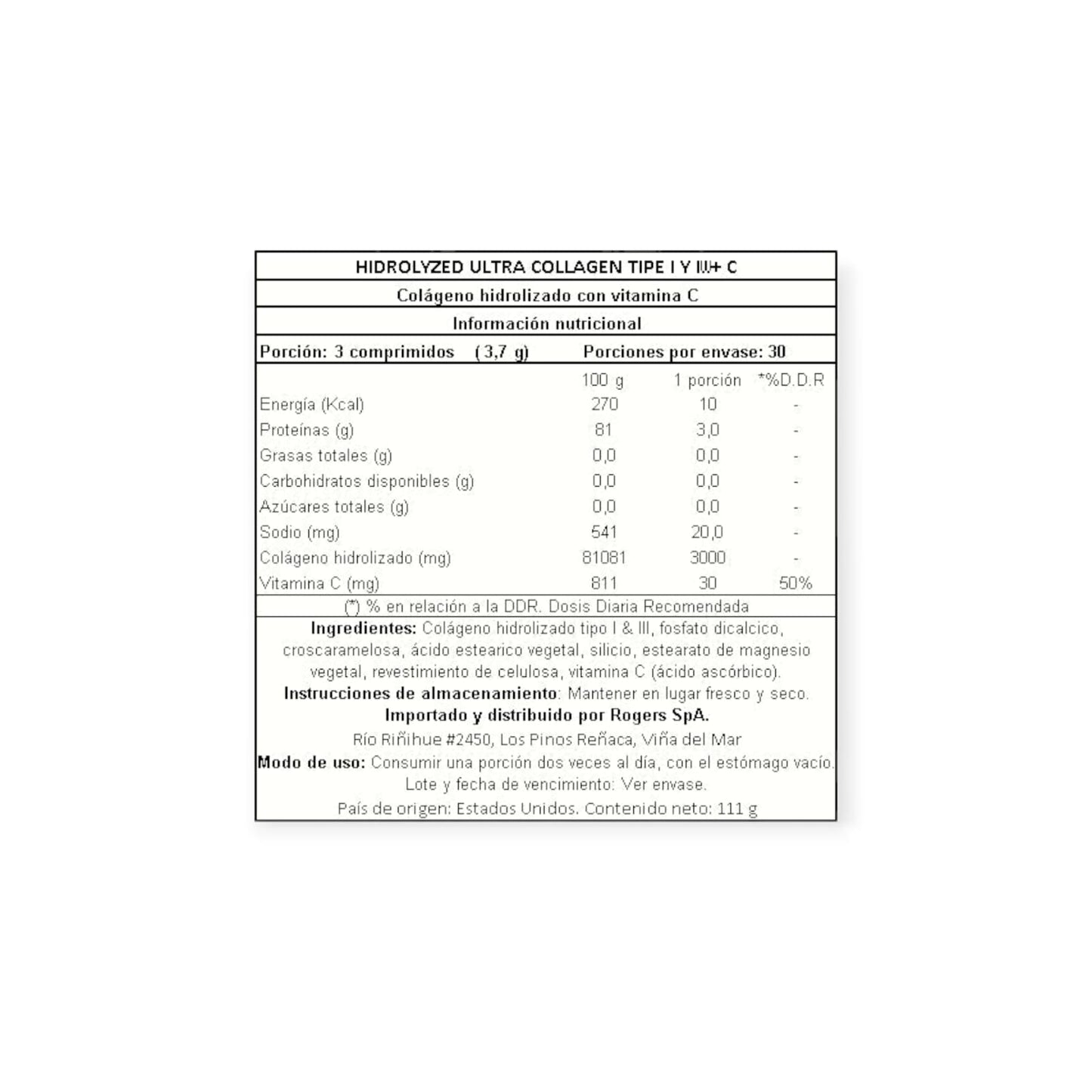 ULTRA COLAGENO TIPO 1 Y 3 CON VITAMINA C - 90 COMPRIMIDOS - NATURE'S TRUTH
