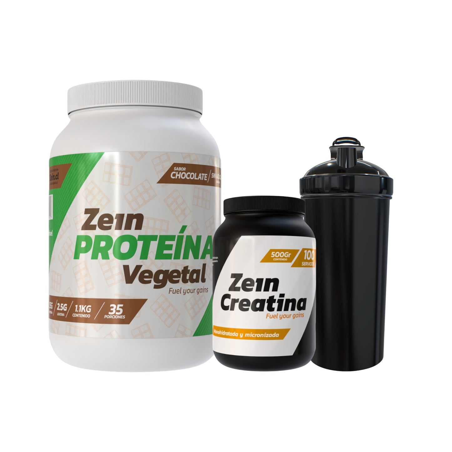 PACK PROTEINA VEGETAL 1,1KG + CREATINA 500GR + SHAKER - ZEIN