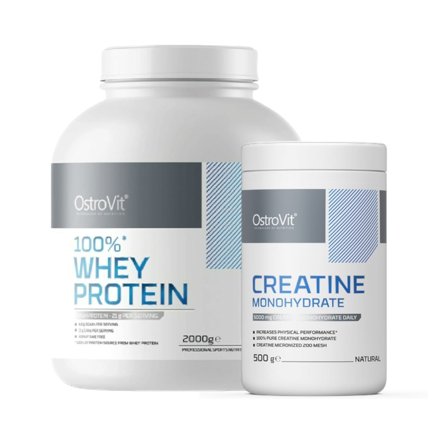 Pack Proteina 100% Whey 2KG 66sv + Creatina Monohidrato 500g - Ostrovit