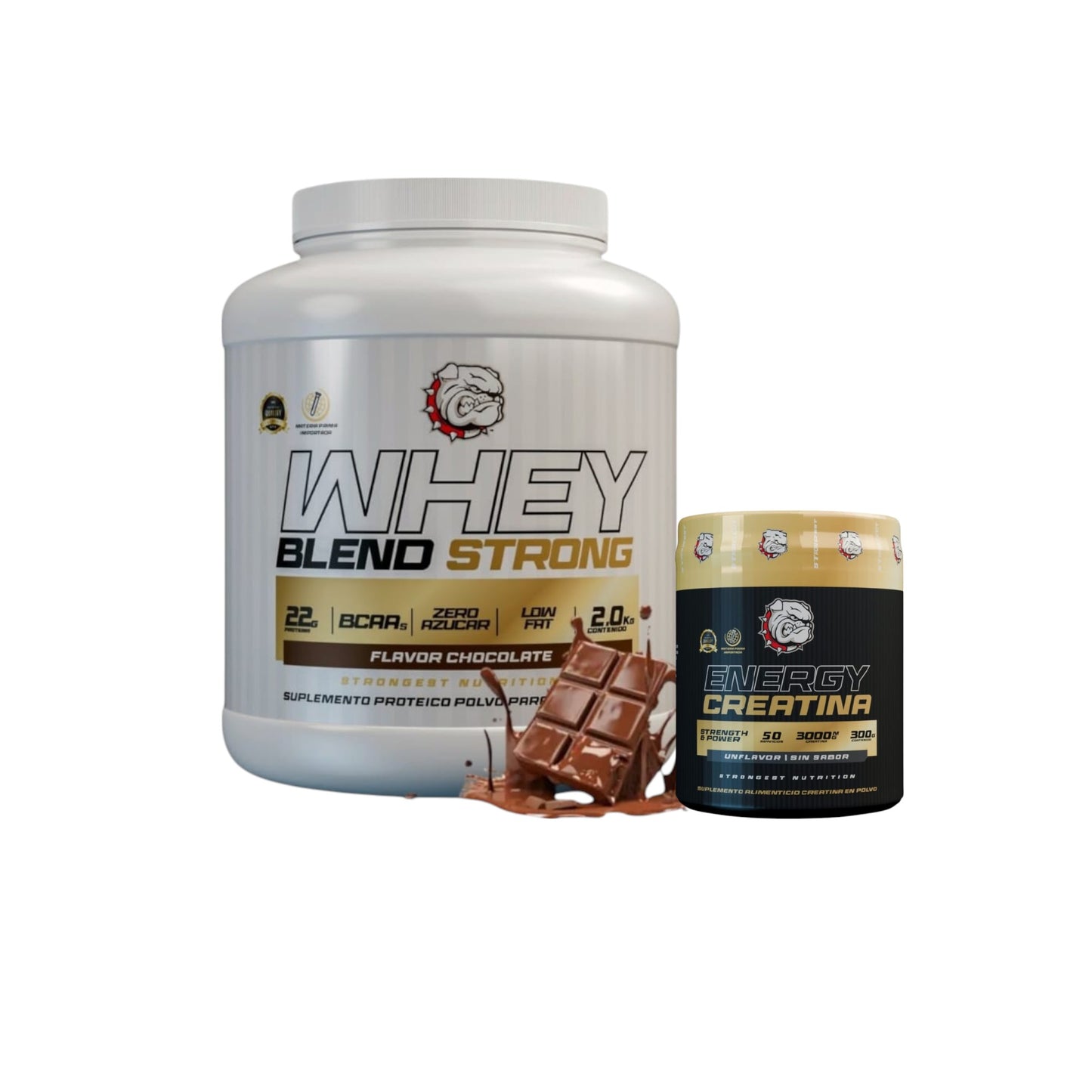 PACK PROTEINA WHEY BLEND 2KG + CREATINA ENERGY 300GR S/S - STRONGEST