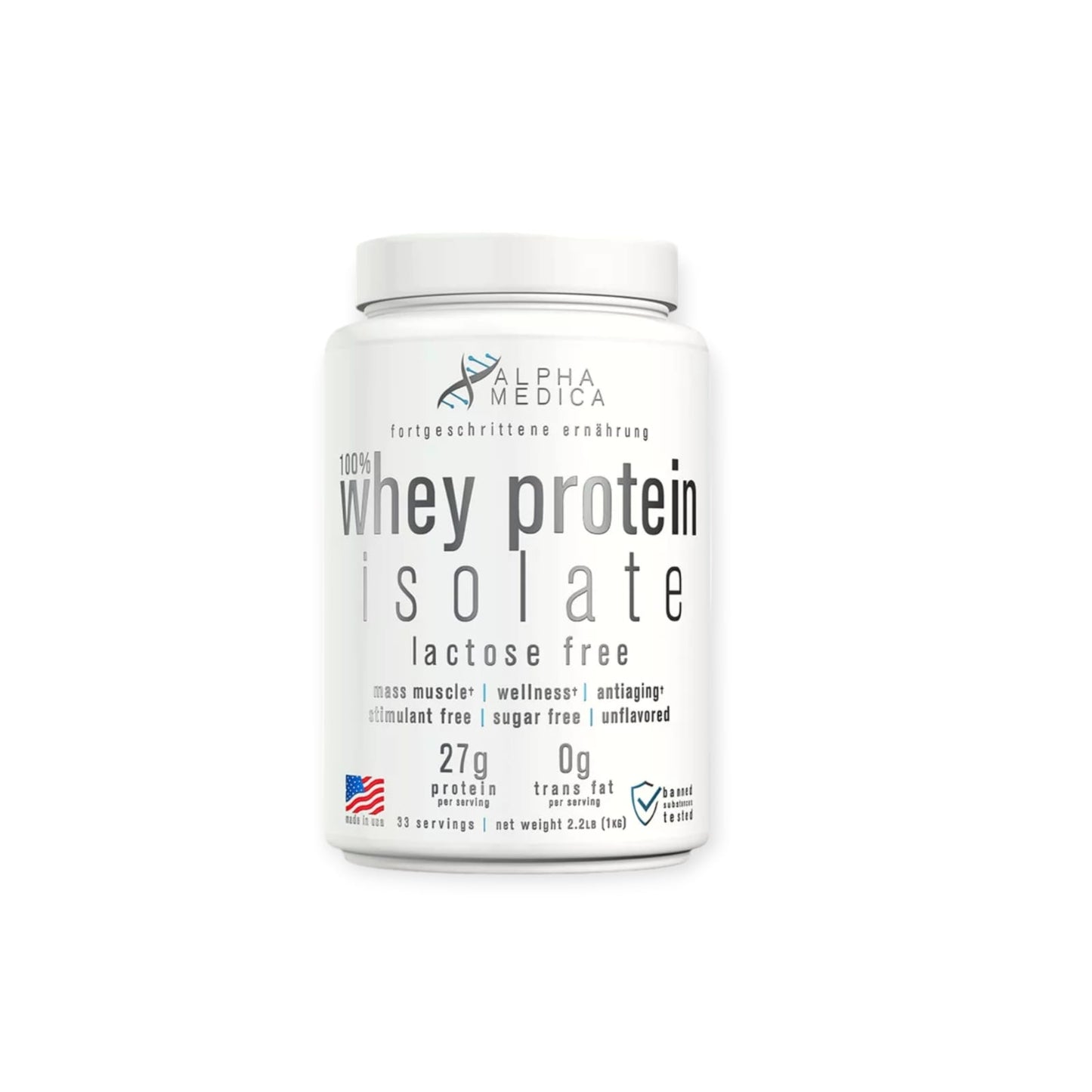 PROTEINA 100% WHEY PROTEIN ISOLATE 1KILO 33 SV - ALPHA MEDICA