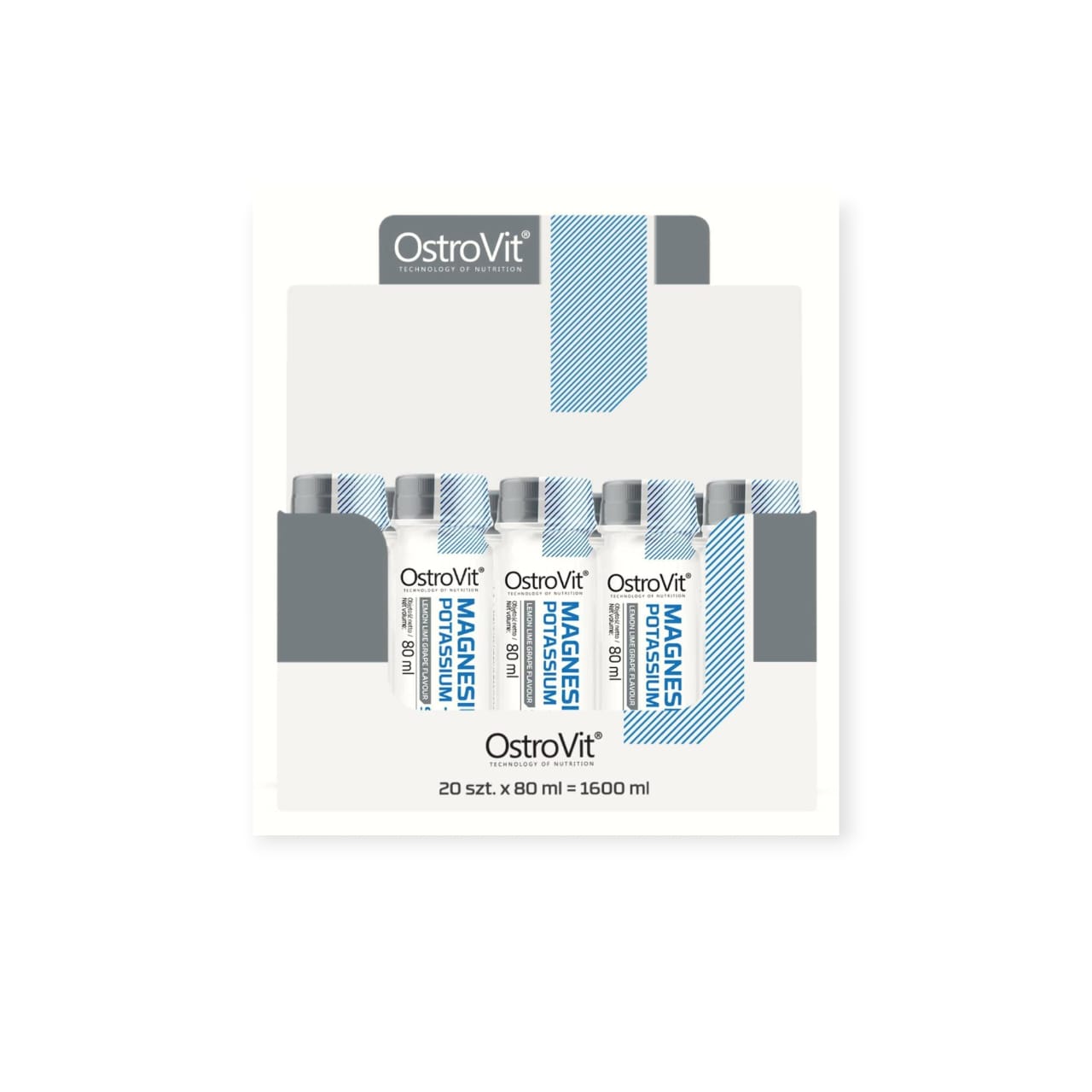 PACK 20 SHOT DE MAGNESIUM POTASSIUM + B6 LIMON GRAPE 80ML C/U - OSTROVIT
