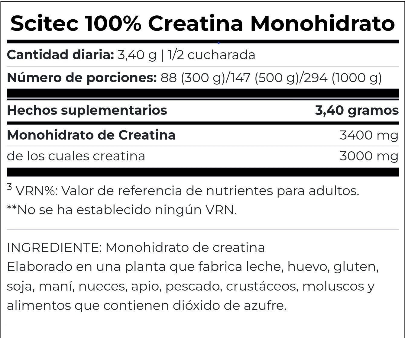 100% CREATINA 88 SERVICIOS (300 GR.) - SCITEC NUTRITION