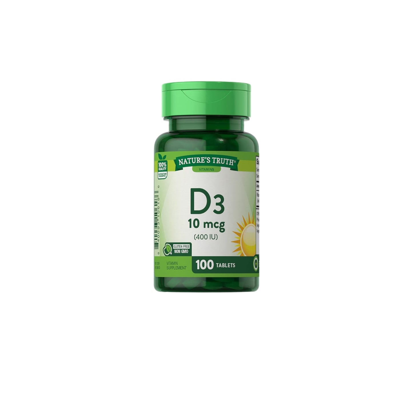 VITAMINA D3 400 IU 100 TABLETAS - NATURE'S TRUTH
