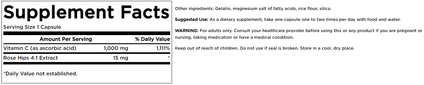 VITAMINA C 1,000MG POR CAPSULA 90CAPS - SWANSON