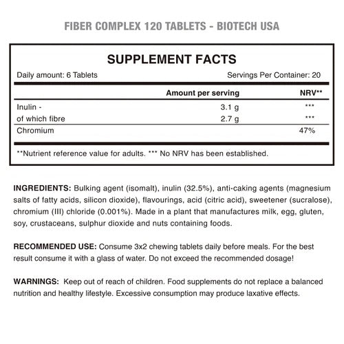 Fiber complex - BiotechUSA - 120 cápsulas masticables