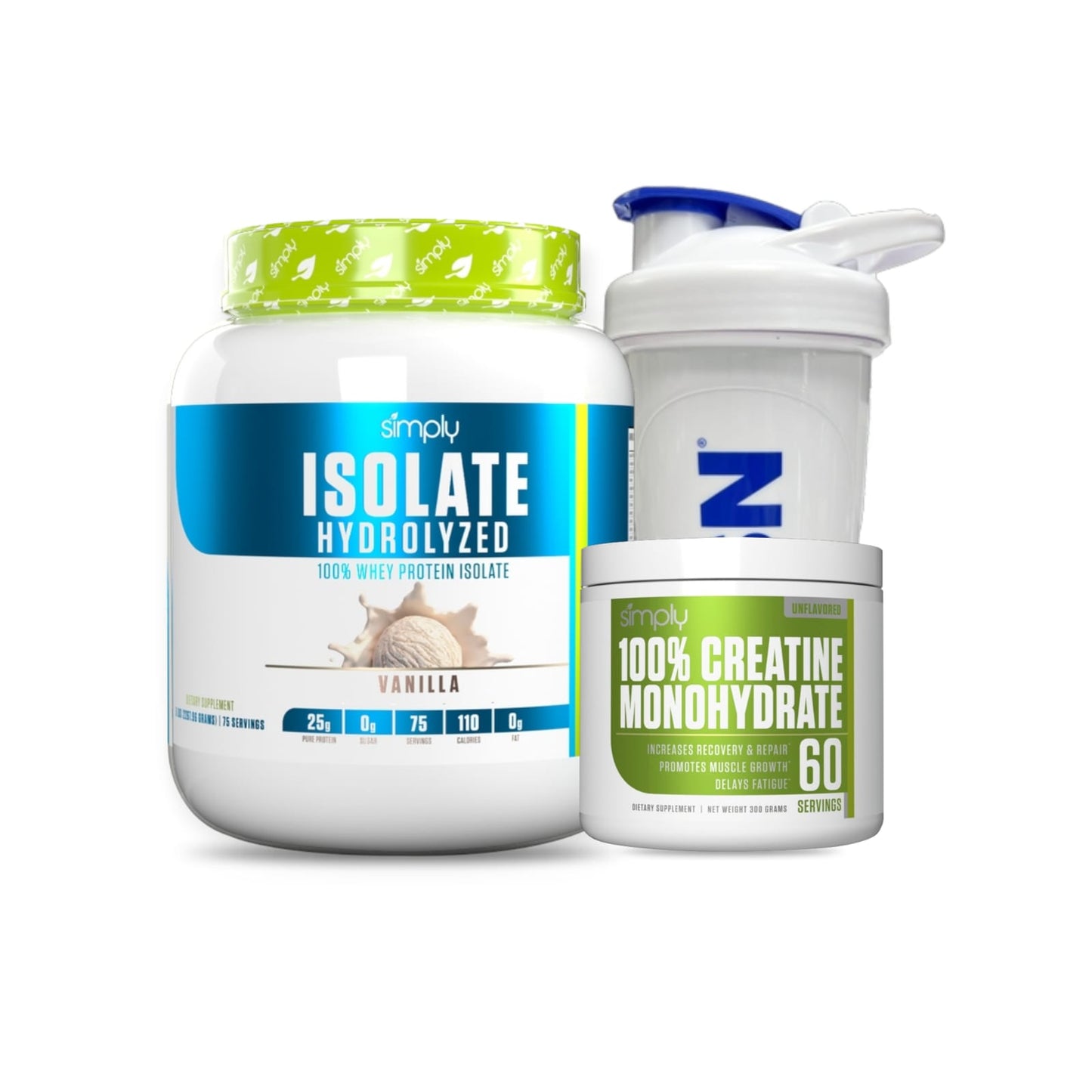 PACK PROTEINA ISOLATE 5LB + CREATINA 60SV + SHAKER - SIMPLY