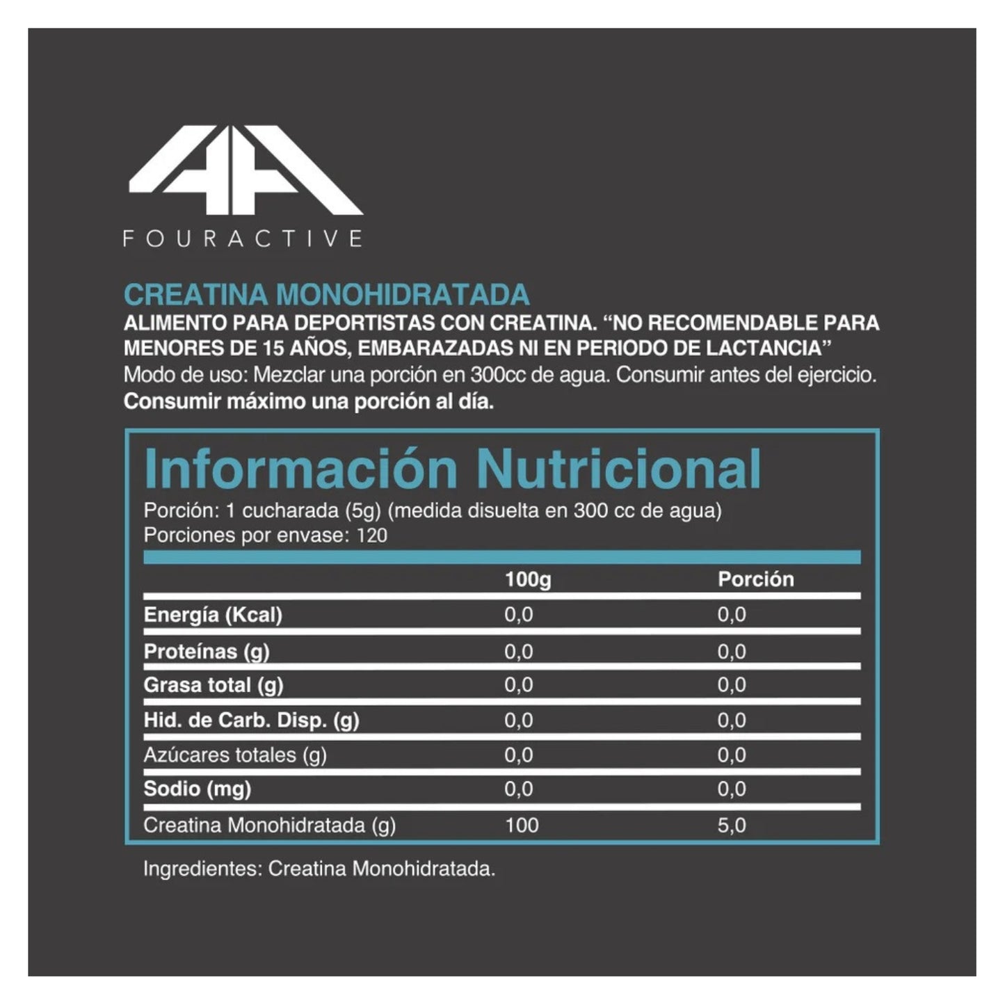 CREATINA EPIC MONOHIDRATADA 600GR 120SV - 4ACTIVE