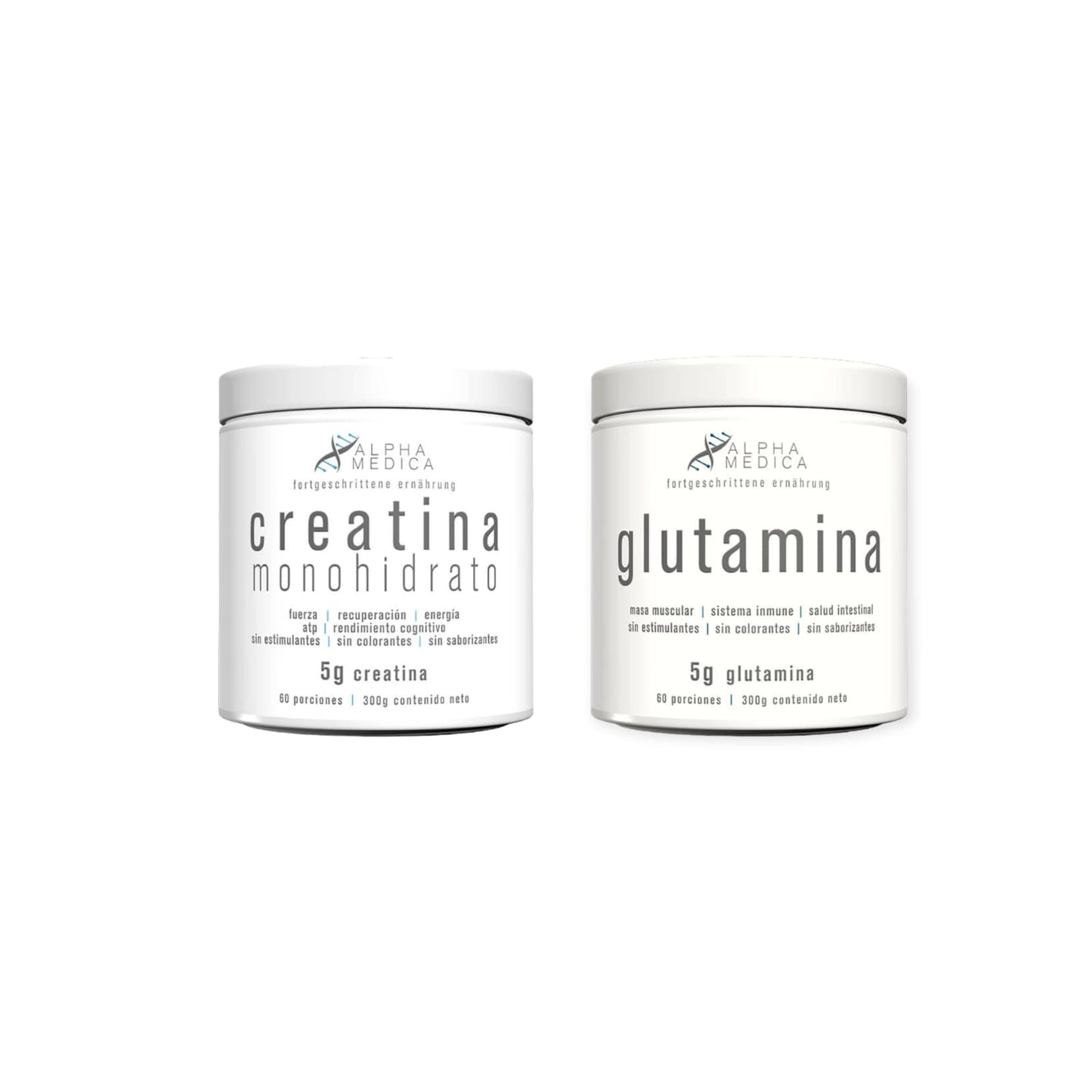 PACK CREATINA MONOHIDRATADA 300GR + GLUTAMINA 300GR - ALPHA MEDICA