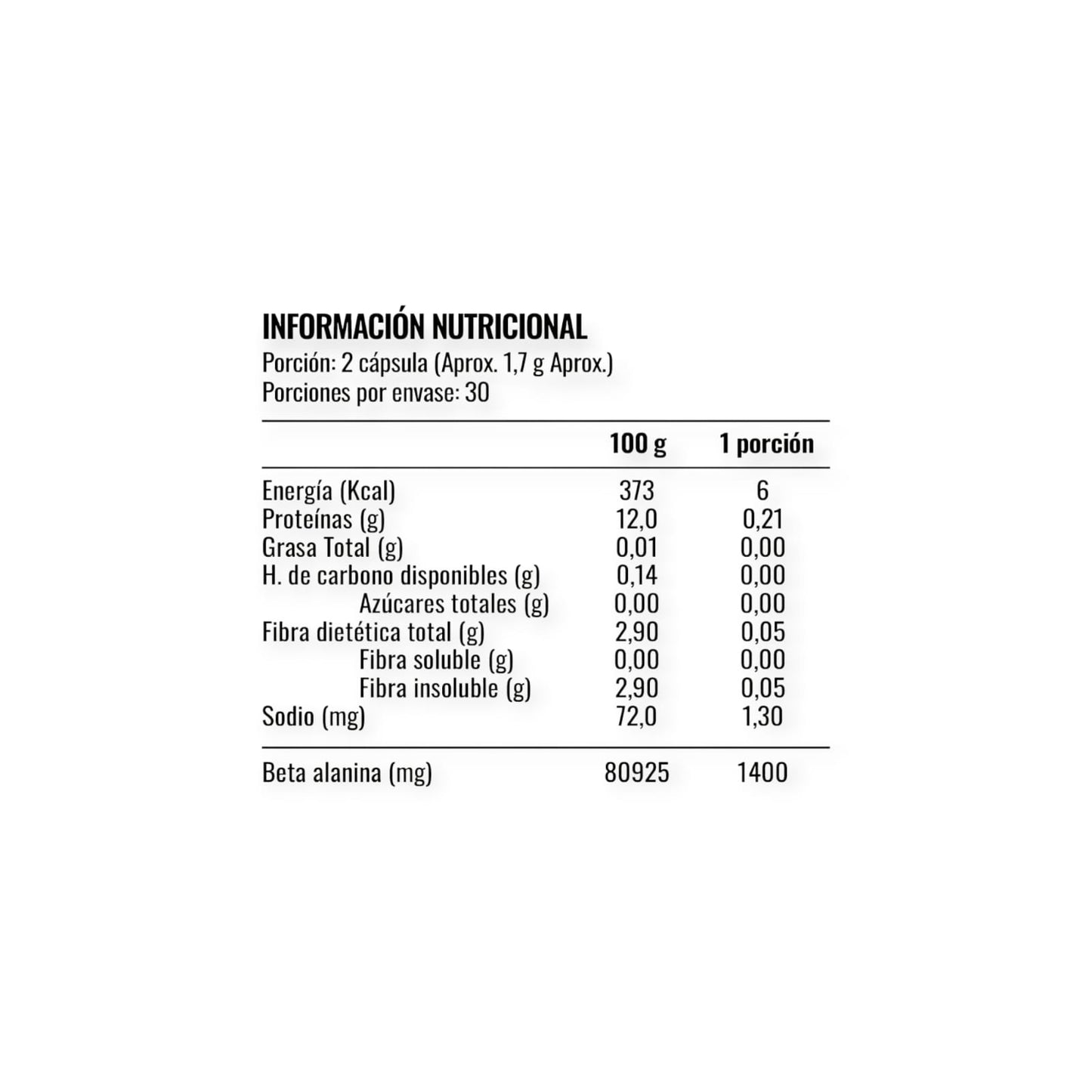BETA ALANINA 1400MG 60 CAPSULAS - STRONGEST