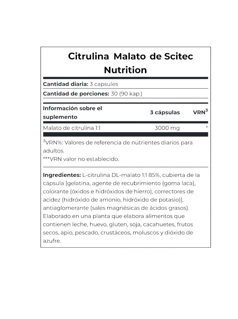 CITRULINA MALATO 90 CAPSULAS - SCITEC NUTRITION