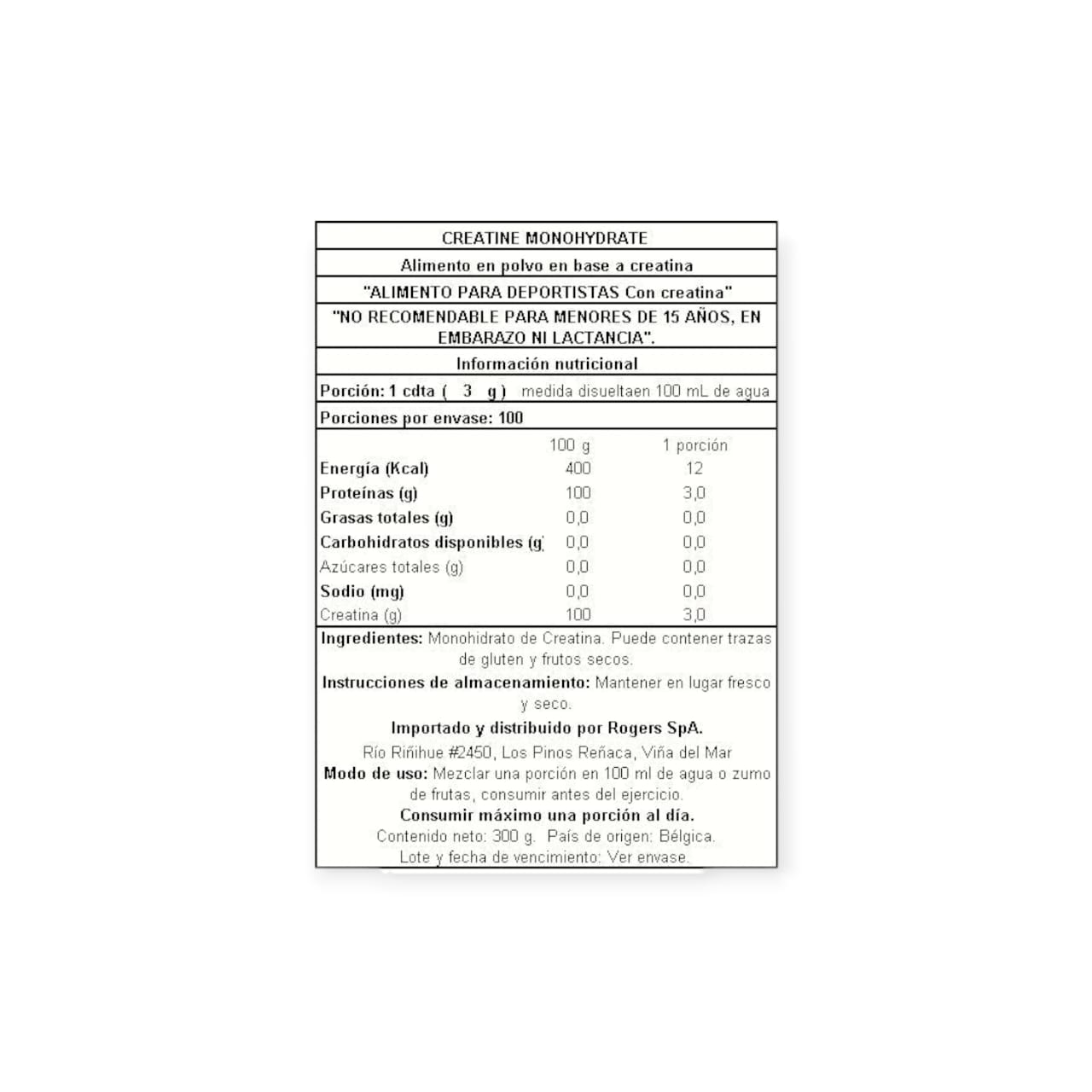 CREATINA MONOHIDRATADA 300GR 50SV - QNT