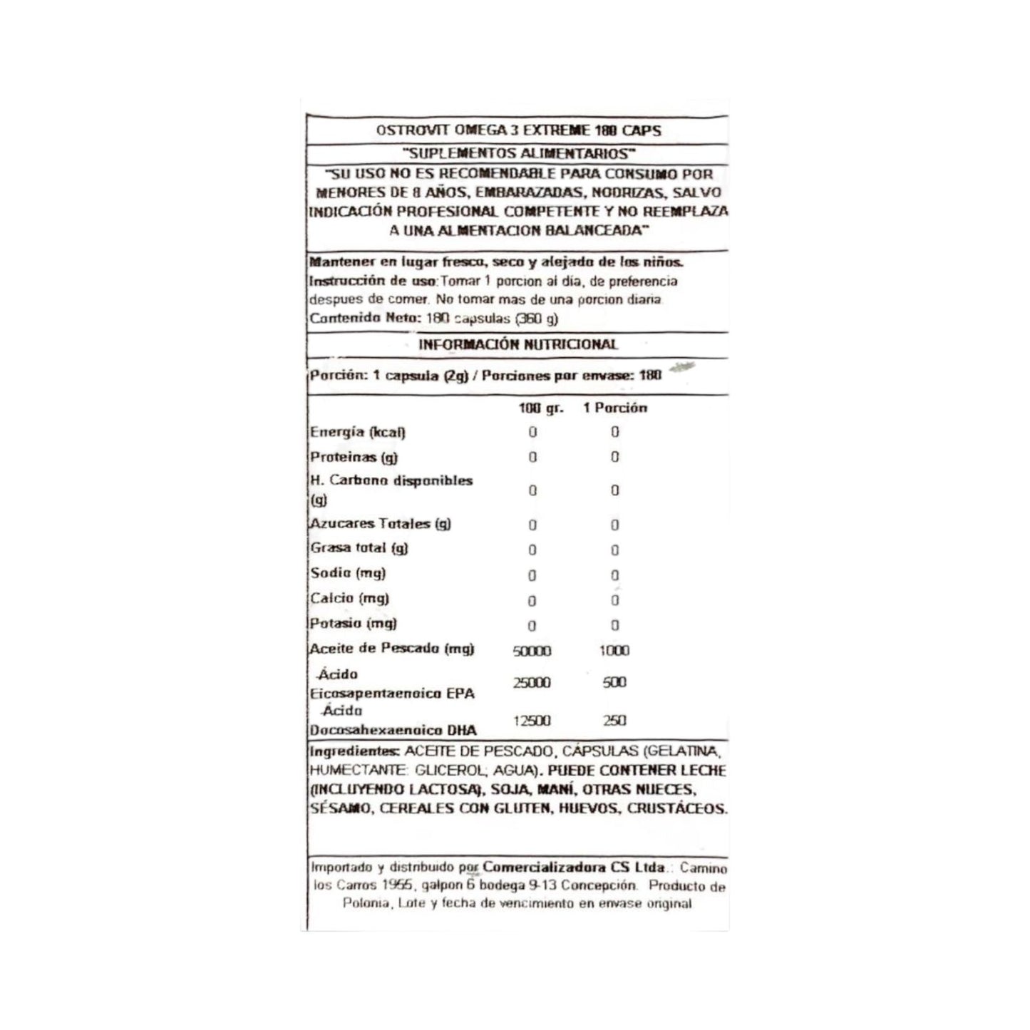OMEGA 3 EXTREME 180 CAPSULAS - OSTROVIT