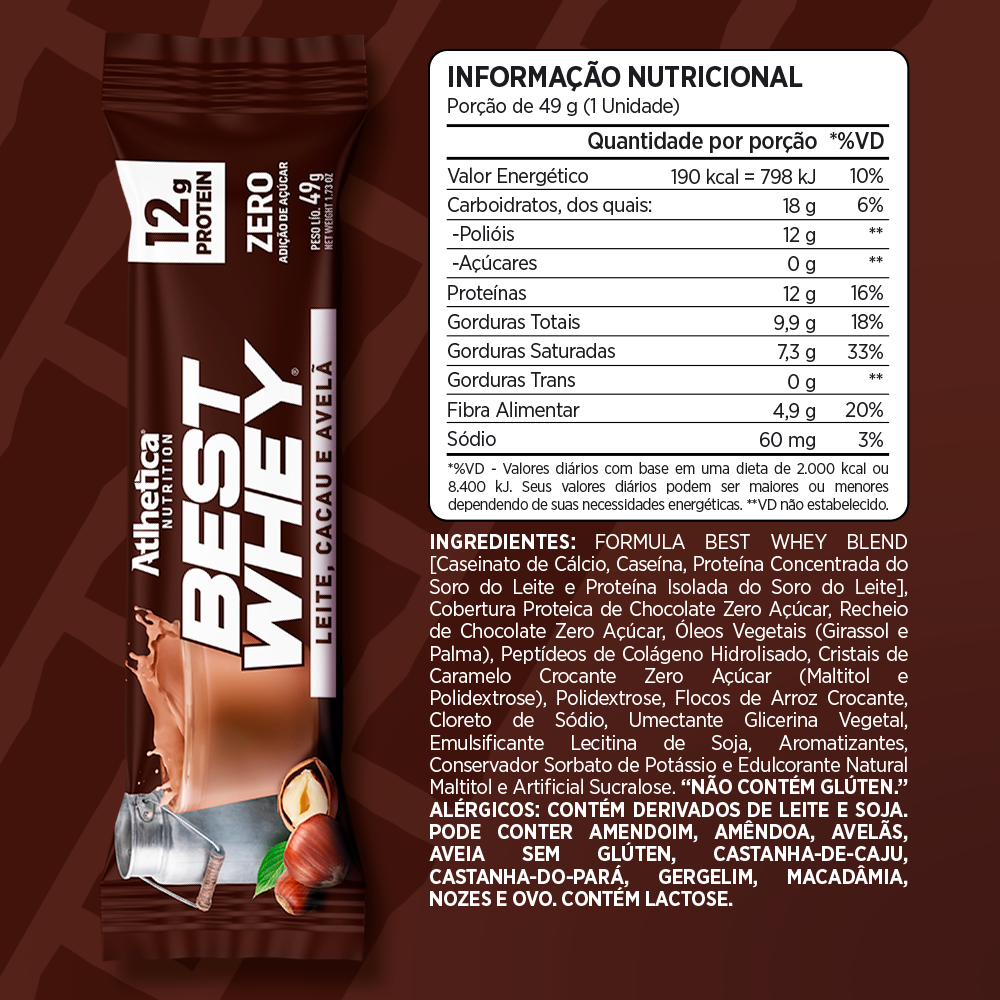 Box de 12 Barras Best Whey 12g Protein - Atlhetica