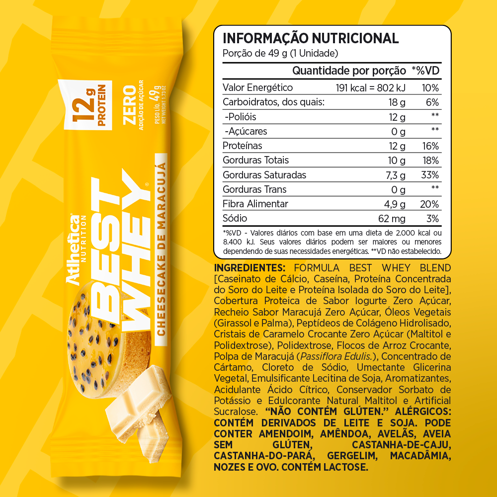 Box de 12 Barras Best Whey 12g Protein - Atlhetica