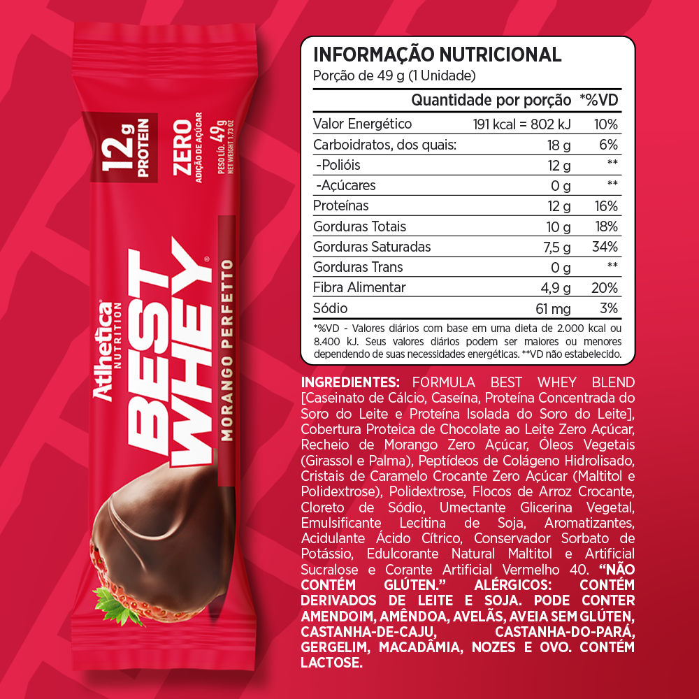 Box de 12 Barras Best Whey 12g Protein - Atlhetica