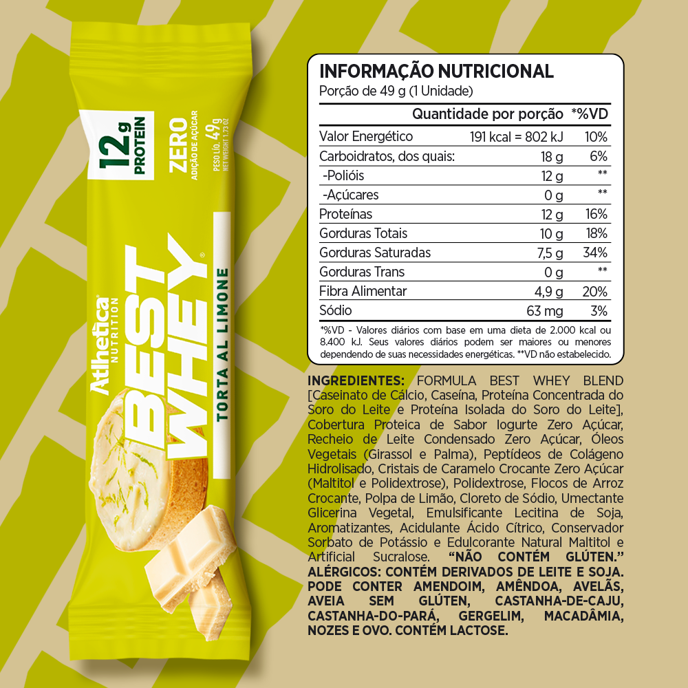 Box de 12 Barras Best Whey 12g Protein - Atlhetica