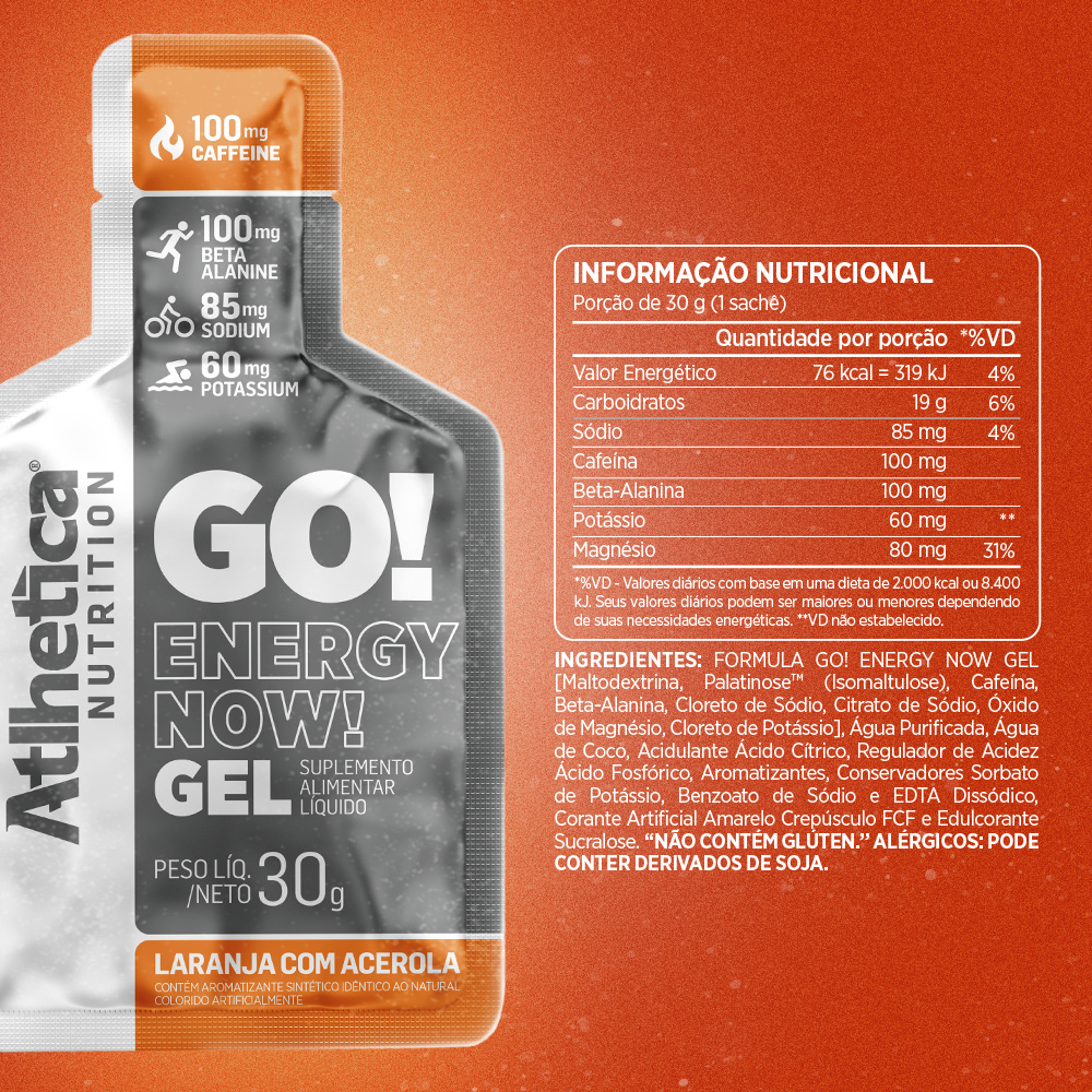 Gel Energizante GO! ENERGY NOW 10 unidades - Atlhetica