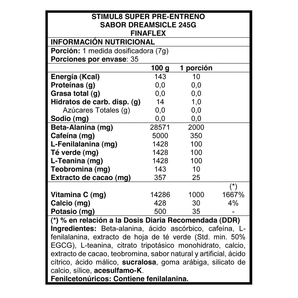 STIMUL8 PRE WORKOUT – FINAFLEX – 35 SERVICIOS