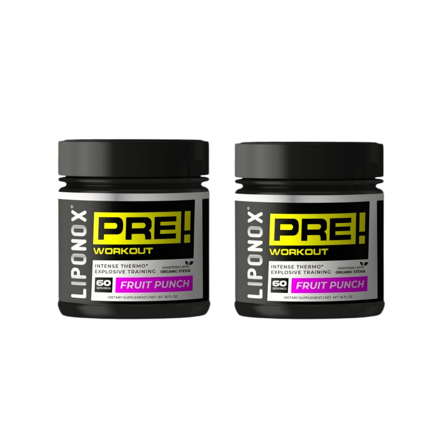 PACK 2 PRE ENTRENO ENERGIZANTE 60 SERVICIOS C/U - LIPONOX