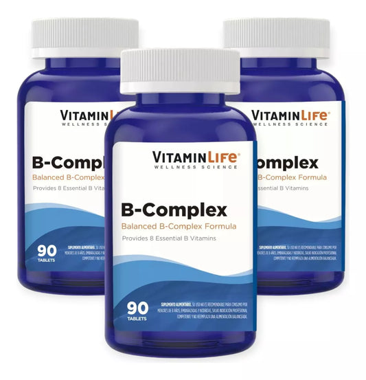 3 Frascos B-complex Complejo B 90 Tabletas C/u - Vitaminlife