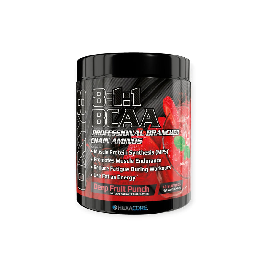 BCAA 8:1:1 OXY 8 40 SERVICIOS 480G - HEXACORE