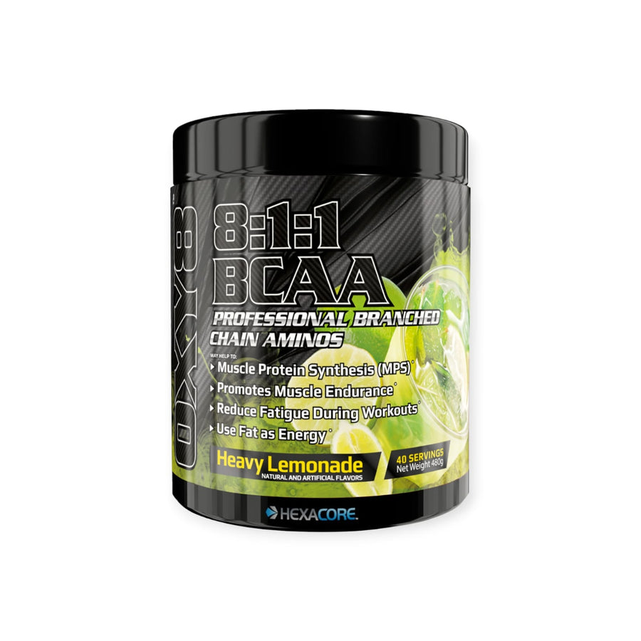 BCAA 8:1:1 OXY 8 40 SERVICIOS 480G - HEXACORE
