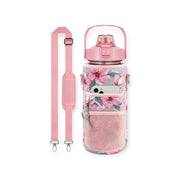 BOTELLA ROSA + BOLSO FLOREADO ROSADO