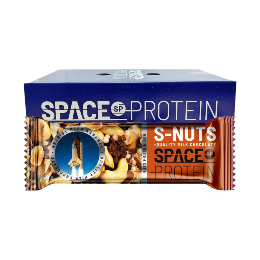BOX 30 BARRAS S-NUTS SALTED CARAMEL 40 G – SPACE PROTEIN – Space Protein