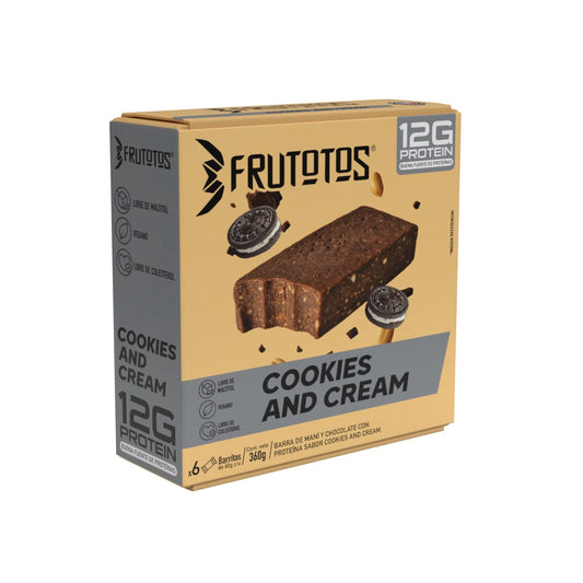 Box 6 barras de proteína vegana FRUTOTOS sabor Cookies & Cream