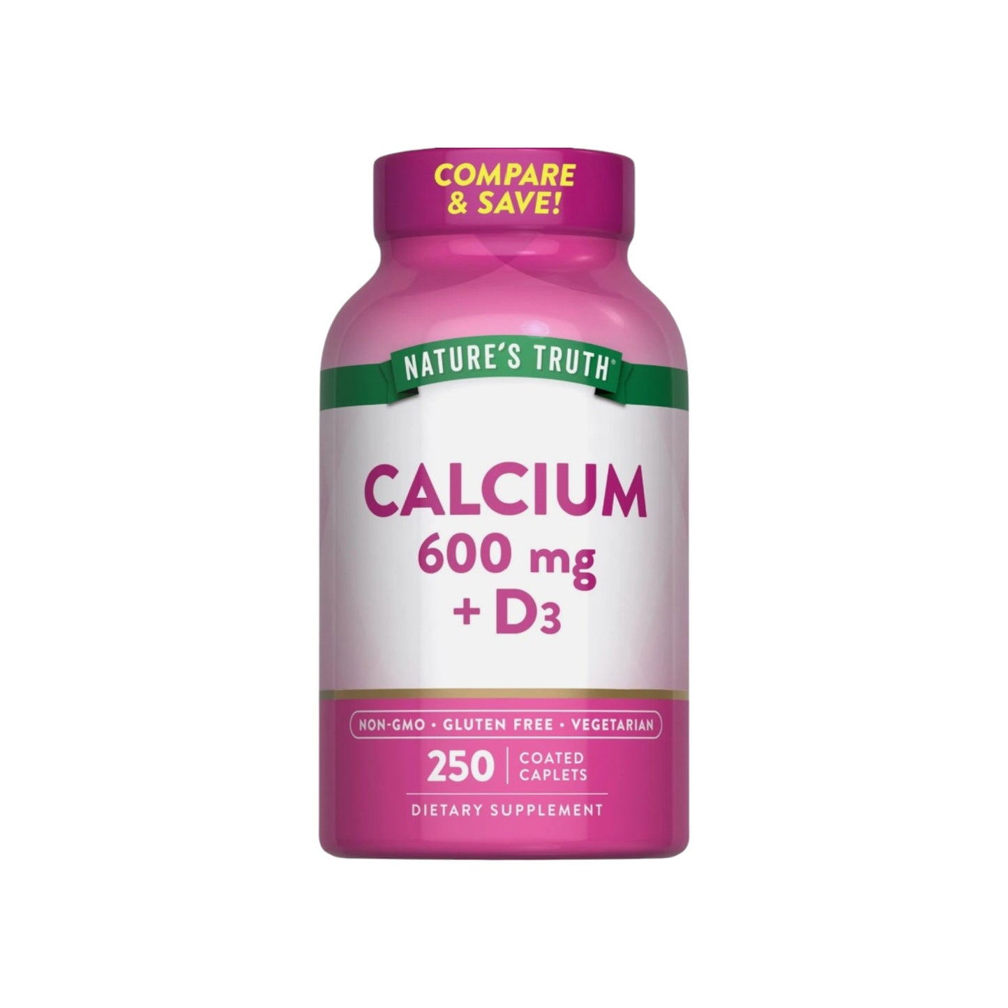 CALCIO 600 MG + VITAMINA D3 EN CAPSULAS - NATURE'S TRUTH