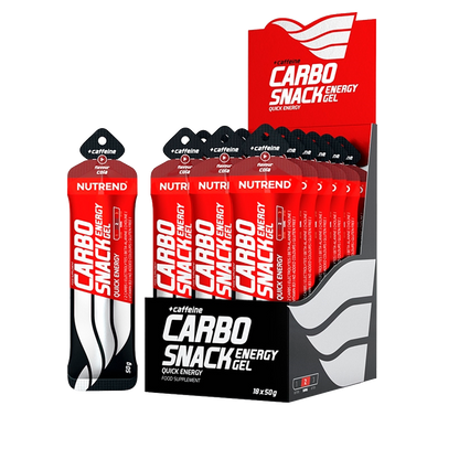 CARBO SNACK ENERGY GEL + CAFEÍNA 18 UNIDADES SACHET – NUTREND – imagen de producto 2