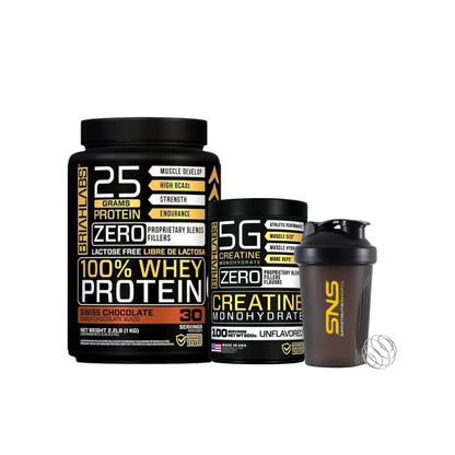 Pack Proteína 100% Whey 1 kg + creatina 500 g + shaker – Briahlabs