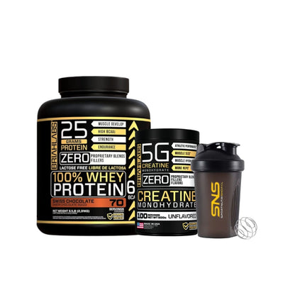 Pack Proteína 100% Whey Protein 5 lb + creatina 500 g + shaker – Briahlabs