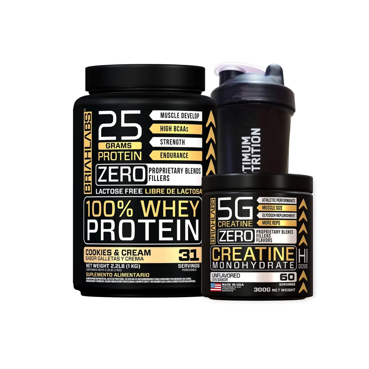 PACK PROTEINA 100% WHEY 1KG + CREATINA 60SV + SHAKER - BRIAHLABS