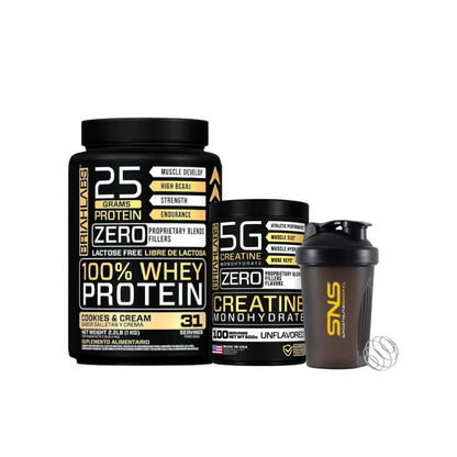 Pack Proteína 100% Whey 1 kg + creatina 500 g + shaker – Briahlabs