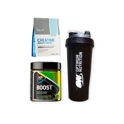 Pack creatina 300 g OstroVit + pre entrenamiento Boost + shaker – XP Sports