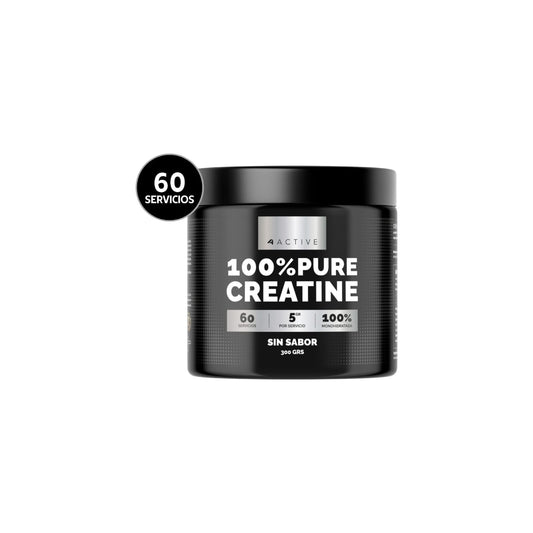 CREATINA 100% PURE MONOHIDRATADA 300GR 60 SV - 4ACTIVE