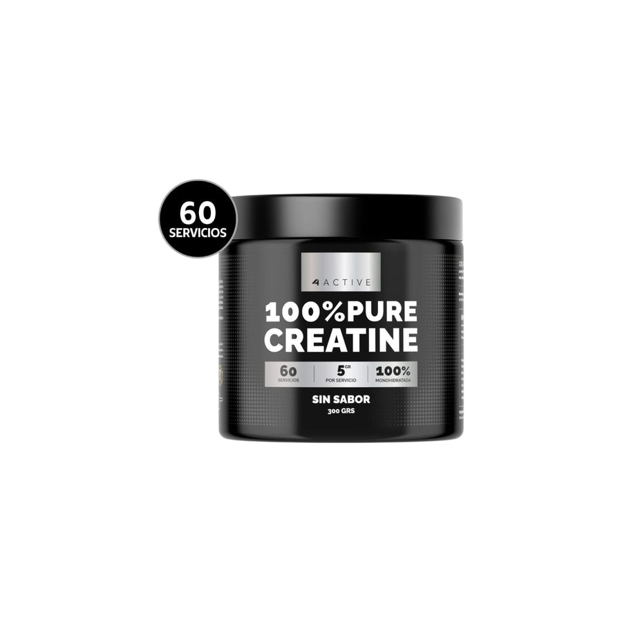 CREATINA 100% PURE MONOHIDRATADA 300GR 60 SV - 4ACTIVE