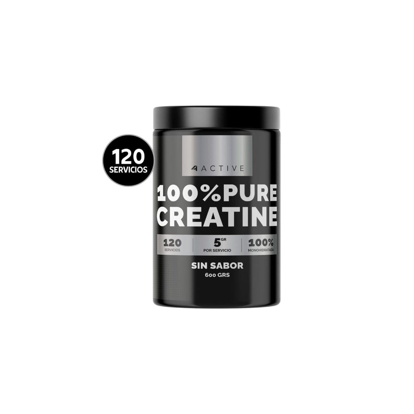CREATINA 100% PURE MONOHIDRATADA 600GR - 4ACTIVE