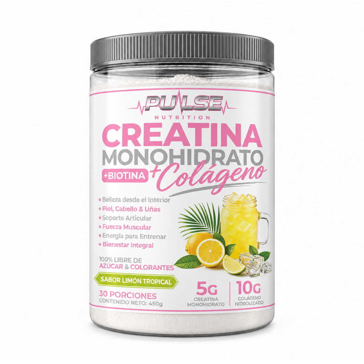 CREATINA + BIOTINA + COLAGENO 450GR - PULSE NUTRITION