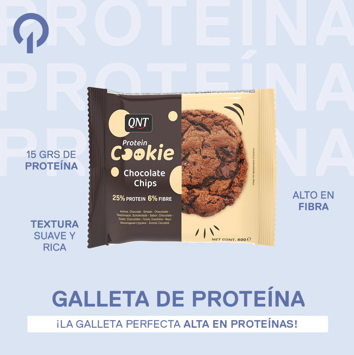 GALLETA DE PROTEINA CHOCOLATE CHIPS 60 GR - QNT