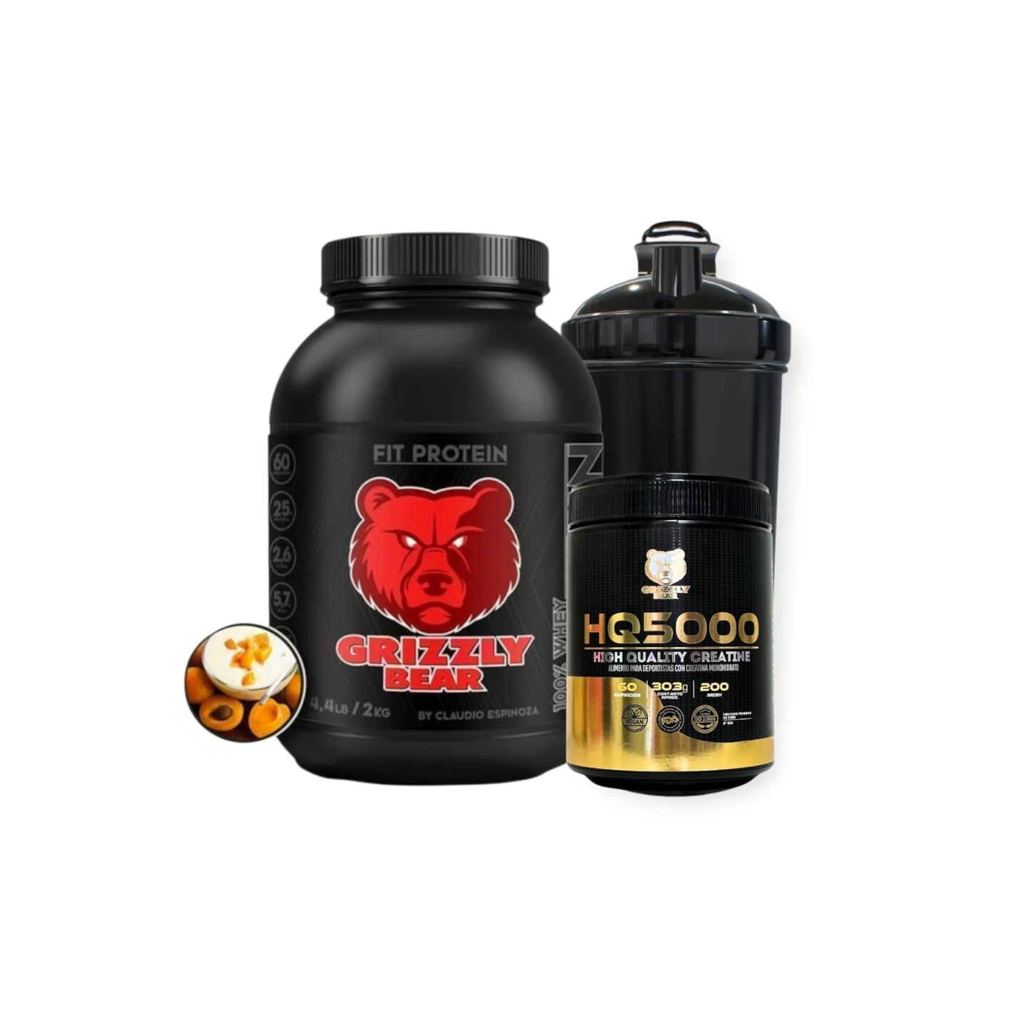 PACK FIT PROTEIN 2KG 60SV + CREATINA 60SV + SHAKER - GRIZZLY BEAR