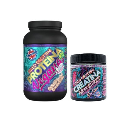 Pack Proteína vegana 2.6 lb + creatina 300 g sin sabor – Italo Grottini