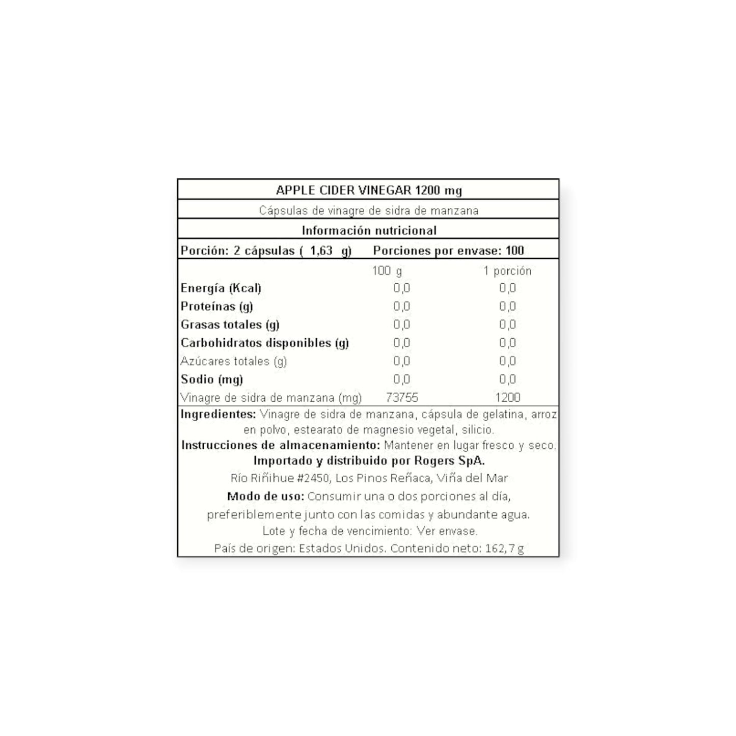 VINAGRE DE MANZANA 1200MG 200 CPS - NATURE'S TRUTH