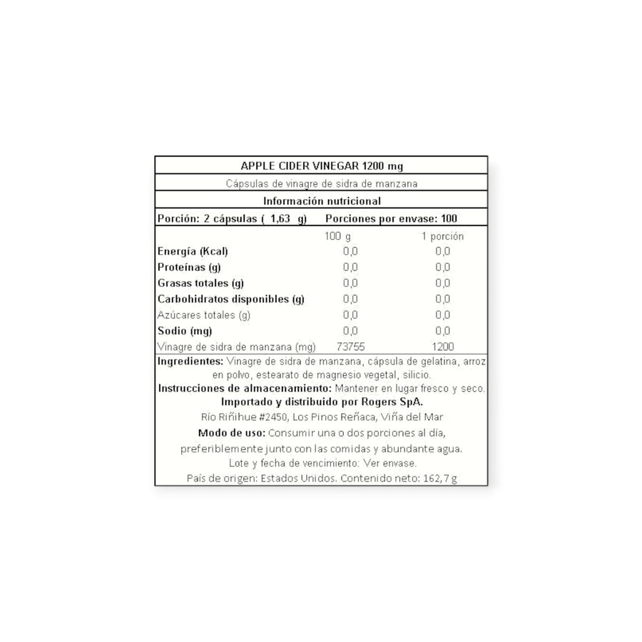 VINAGRE DE MANZANA 1200MG EN CAPSULAS - NATURE'S TRUTH
