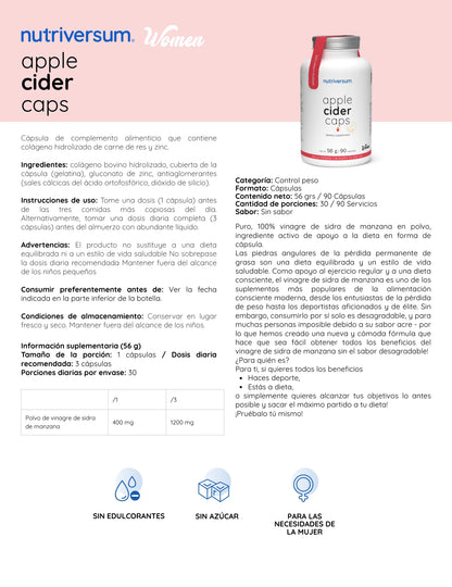 VINAGRE DE MANZANA 90 CAPSULAS - NUTRIVERSUM