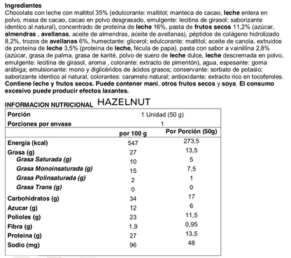 Información nutricional de BOX DE 24 BARRAS DE PROTEÍNA DELUXE 50 G – SPACE PROTEIN