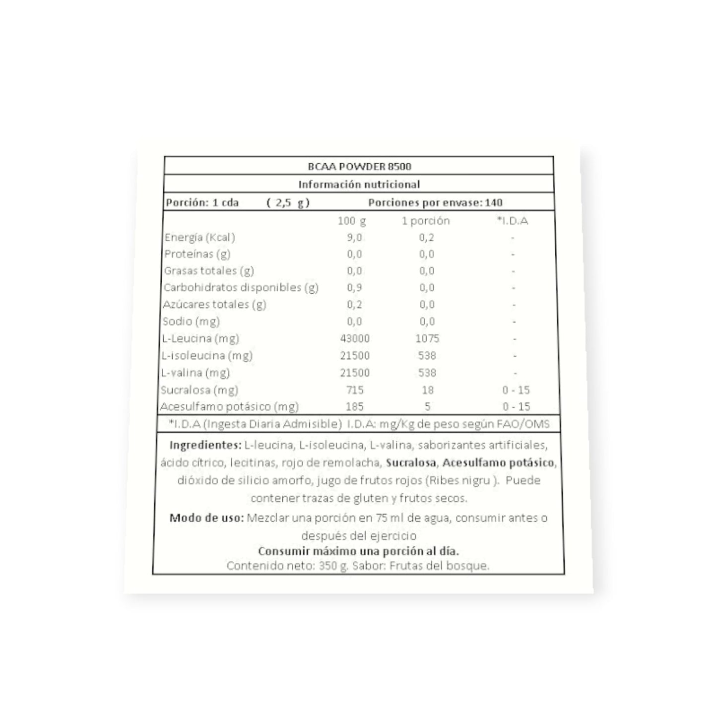 BCAA 8500 350GR 70 SERVICIOS - QNT